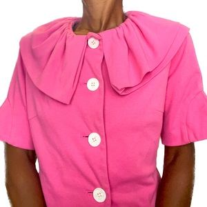 Short sleeve blazer/top with ruffled collar